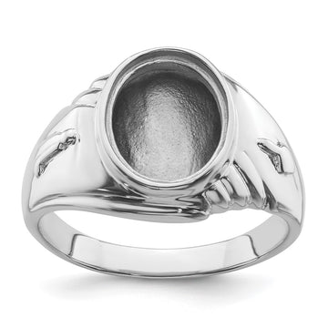 14k White Gold Men's Polished and Textured Masonic Ring Mounting