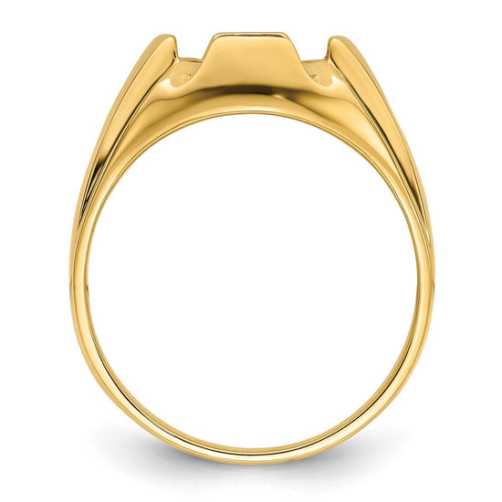 14k Men's Polished and Grooved Masonic Ring Mounting