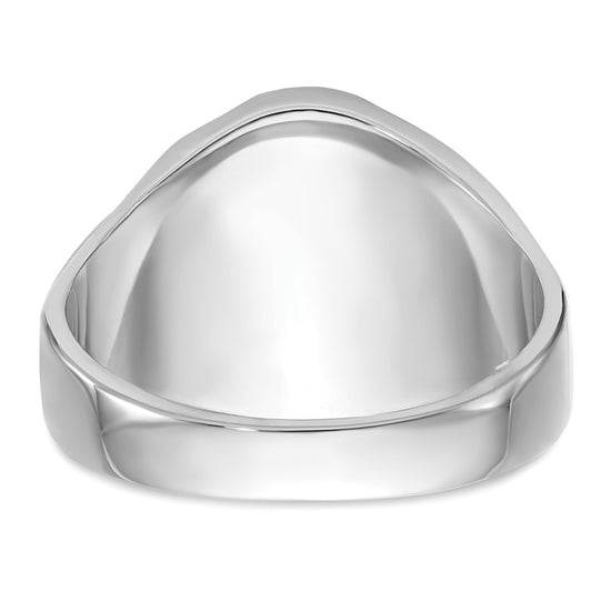 14k White Gold Men's Polished, Antiqued and Grooved with Imitation Blue Spinel Masonic Ring