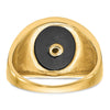 14k Men's Polished and Textured with Black Enamel and Oval Onyx Masonic Ring