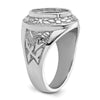 14k White Gold Men's Polished and Textured Masonic Ring Mounting