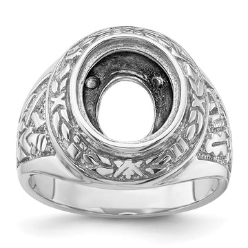 14k White Gold Men's Polished and Textured Masonic Ring Mounting