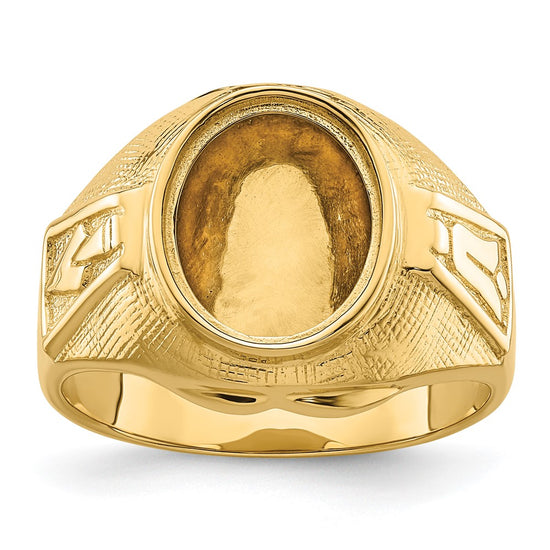 14k Men's Polished and Textured Masonic Ring Mounting
