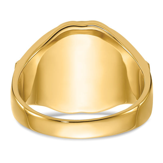 14k Men's Polished, Antiqued and Textured with Synthetic Blue Spinel Masonic Ring