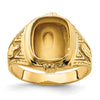 14k Men's Polished and Textured Masonic Ring Mounting
