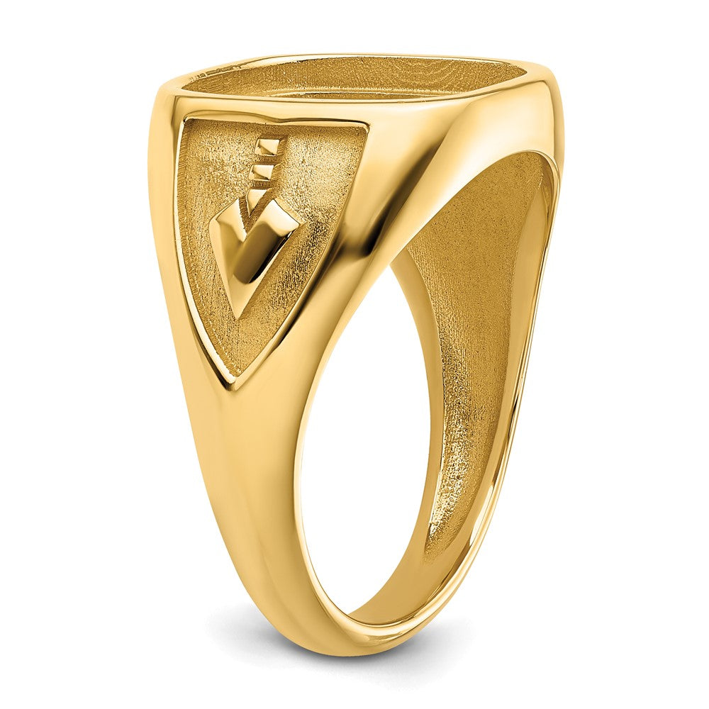 14k Men's Polished and Textured Masonic Ring Mounting
