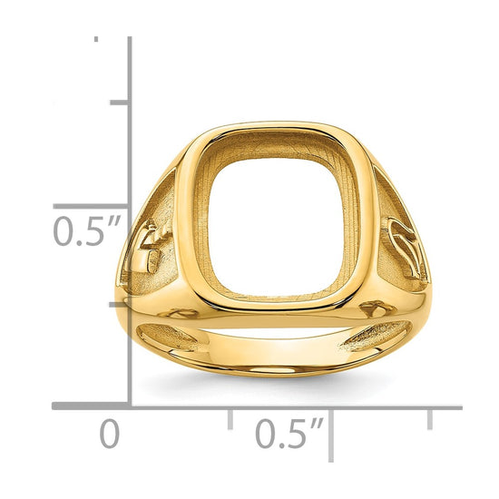 14k Men's Polished and Textured Masonic Ring Mounting