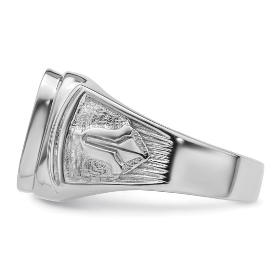 14k White Gold Men's Polished and Textured Masonic Ring Mounting