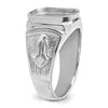 14k White Gold Men's Polished and Textured Masonic Ring Mounting
