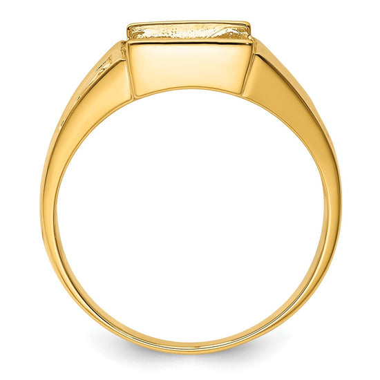 14k Men's Polished and Textured Masonic Ring Mounting