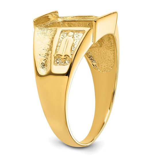 14k Men's Polished and Textured Masonic Ring Mounting