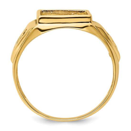 14k Men's Polished and Textured Masonic Ring Mounting