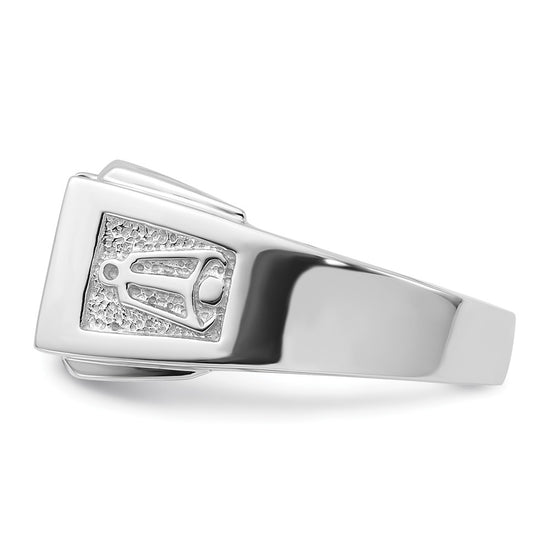 14k White Gold Men's Polished and Textured Masonic Ring Mounting