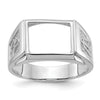 14k White Gold Men's Polished and Textured Masonic Ring Mounting