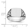 14k White Gold 11.5x11.0mm Closed Back Antiqued Mens Signet Ring