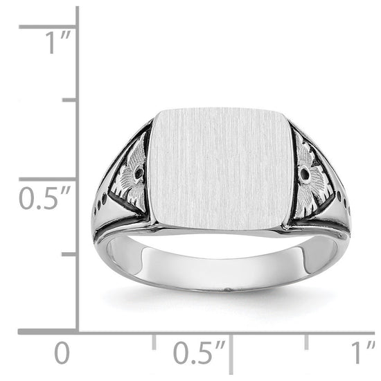 Gold Polished Antiqued Signet Ring