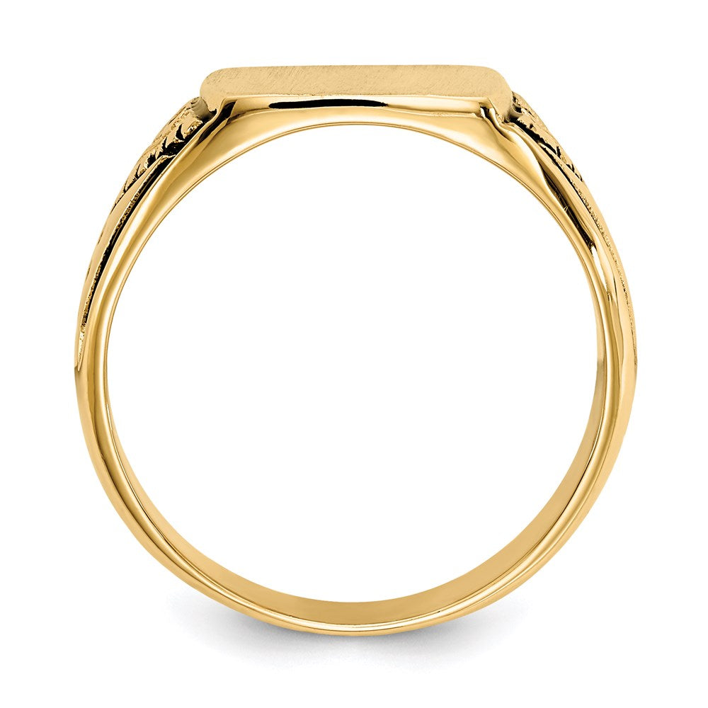 Gold Polished Antiqued Signet Ring