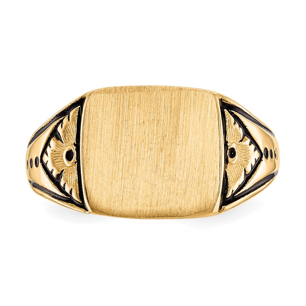 Gold Polished Antiqued Signet Ring