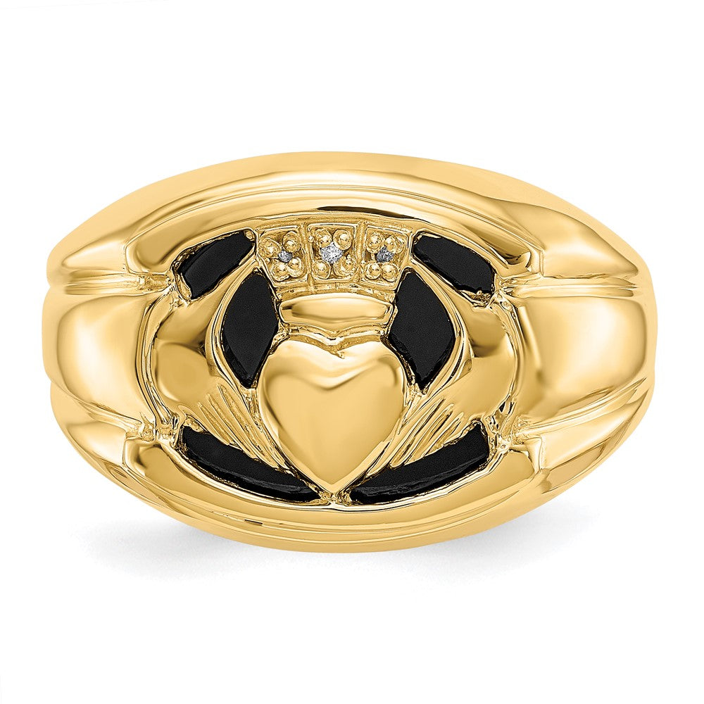Men's Diamond & Onyx Claddagh Rings