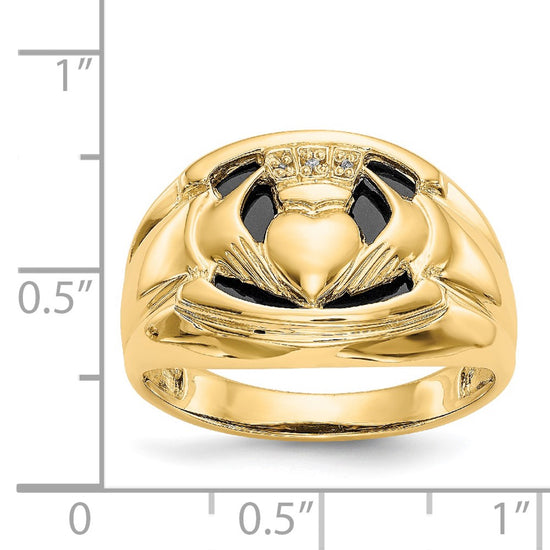 Men's Diamond & Onyx Claddagh Rings