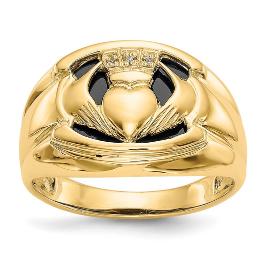Men's Diamond & Onyx Claddagh Rings