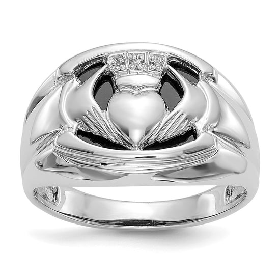 Men's Diamond & Onyx Claddagh Rings