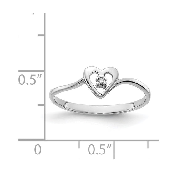 14k White Gold AA Diamond heart ring