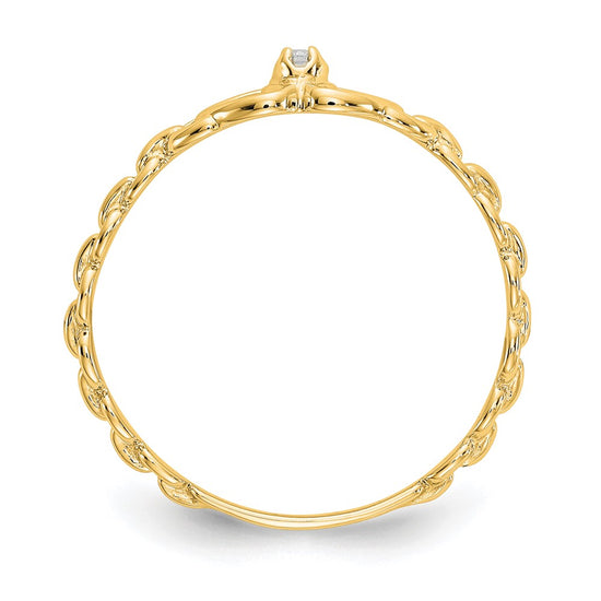Gold Polished Diamond Heart Rings