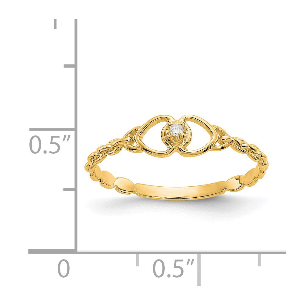 Gold Polished Diamond Heart Rings