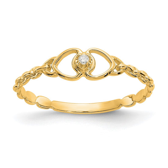 Gold Polished Diamond Heart Rings
