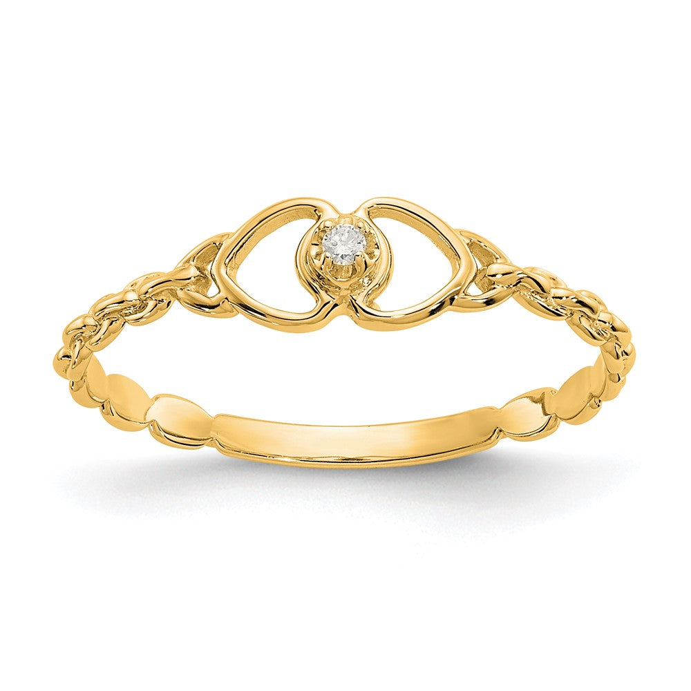 Gold Polished Diamond Heart Rings