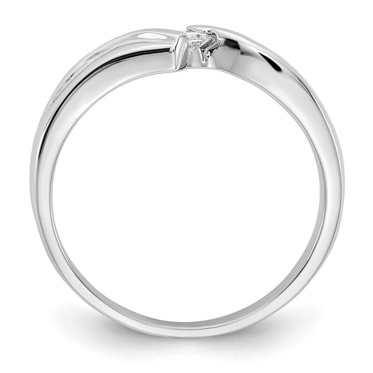 14k White Gold Polished AA Diamond Ring