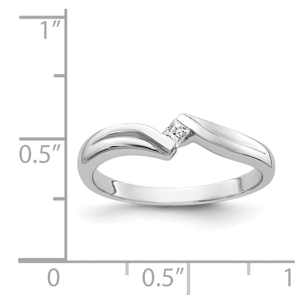 14k White Gold Polished AA Diamond Ring
