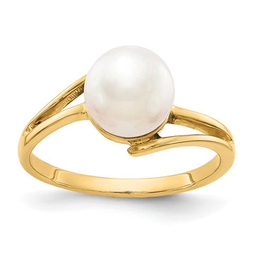 Gold Polished Freshwater Pearl Rings