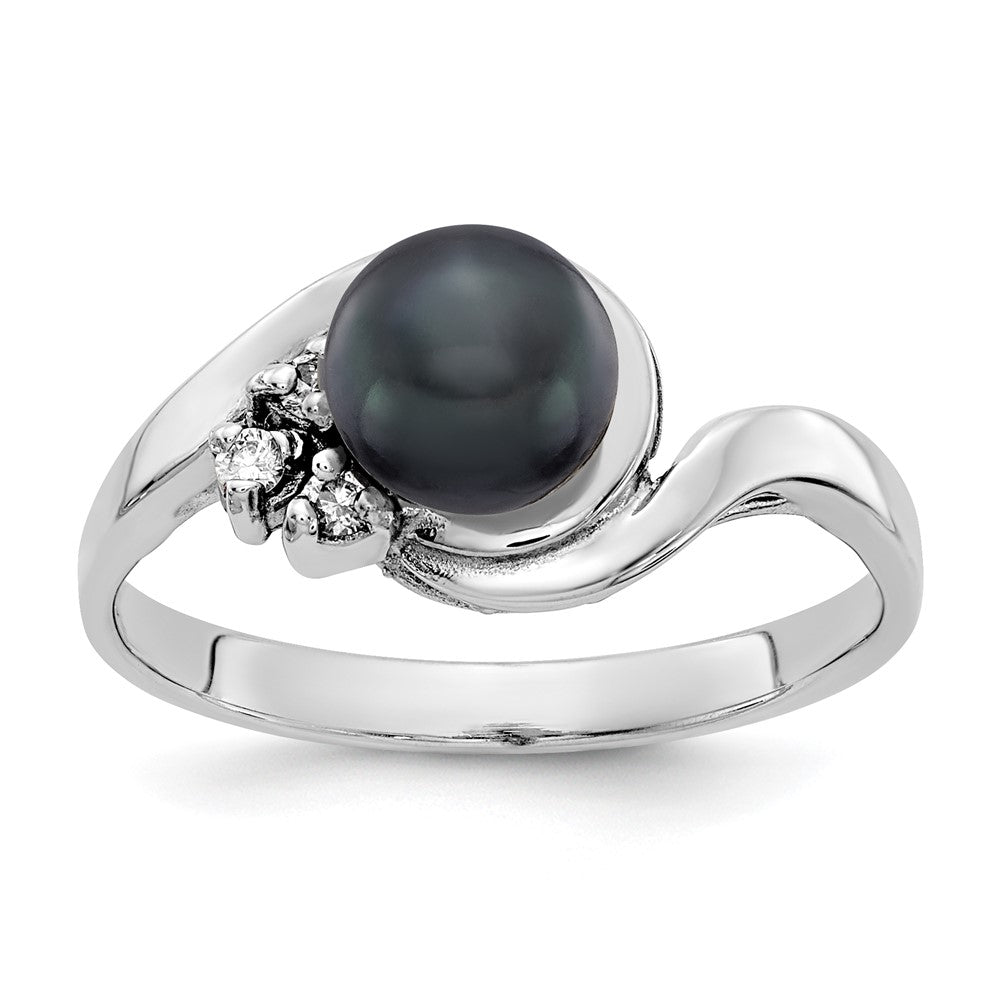 Gold Polished Freshwater Pearl and Diamond Rings