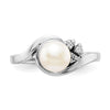 Gold Polished Freshwater Pearl and Diamond Rings