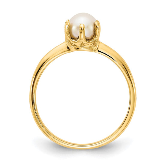 14k 5.5mm White Freshwater Cultured Pearl Ring