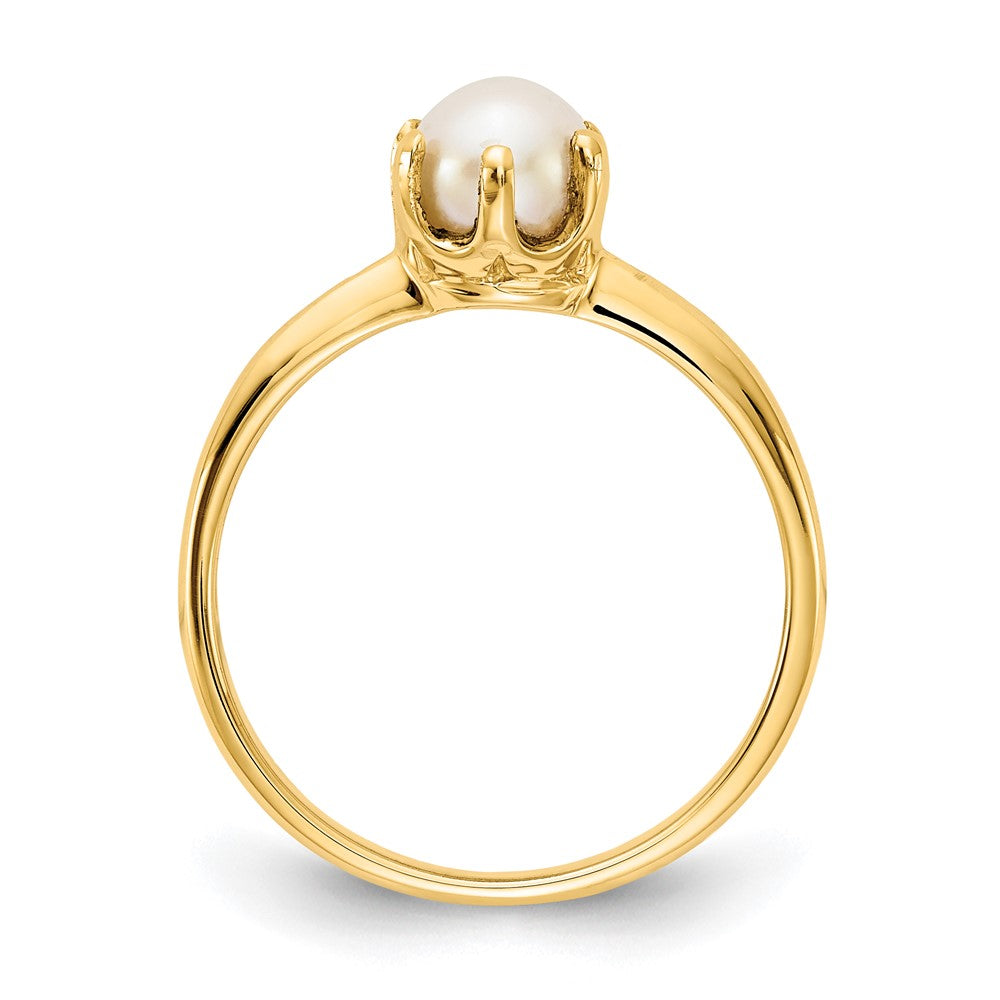 14k 5.5mm White Freshwater Cultured Pearl Ring