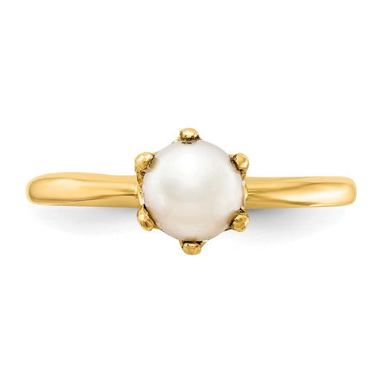 14k 5.5mm White Freshwater Cultured Pearl Ring