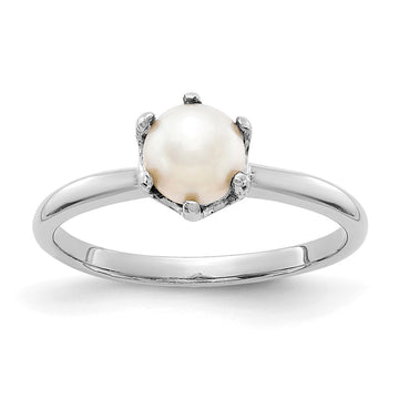 Gold Polished Freshwater Pearl and Diamond Rings