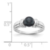 14k White Gold 6mm Black Freshwater Cultured Pearl Ring