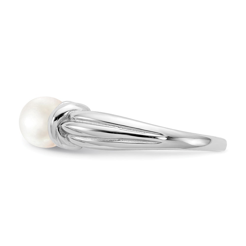 14k White Gold 6mm White Freshwater Cultured Pearl Ring