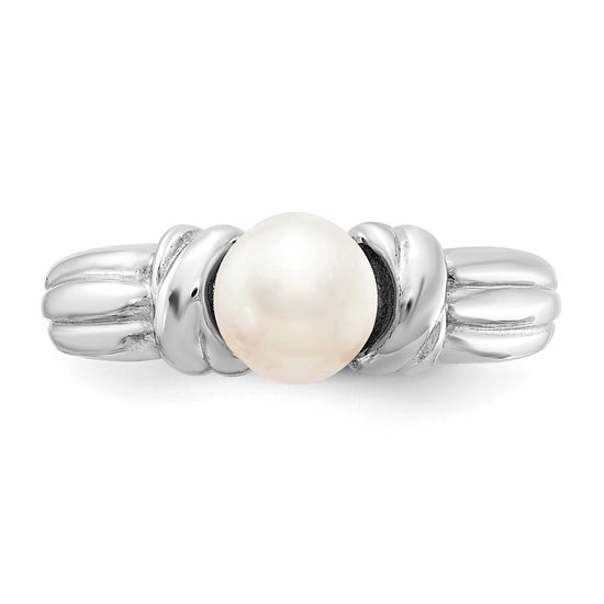 14k White Gold 6mm White Freshwater Cultured Pearl Ring
