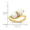 Gold Polished Freshwater Pearl and Diamond Rings