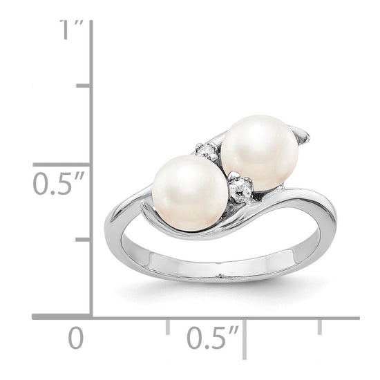 Gold Polished Freshwater Pearl and Diamond Rings
