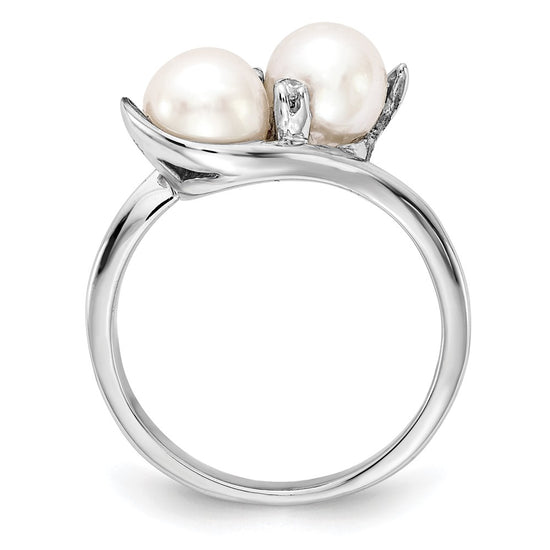 Gold Polished Freshwater Pearl and Diamond Rings