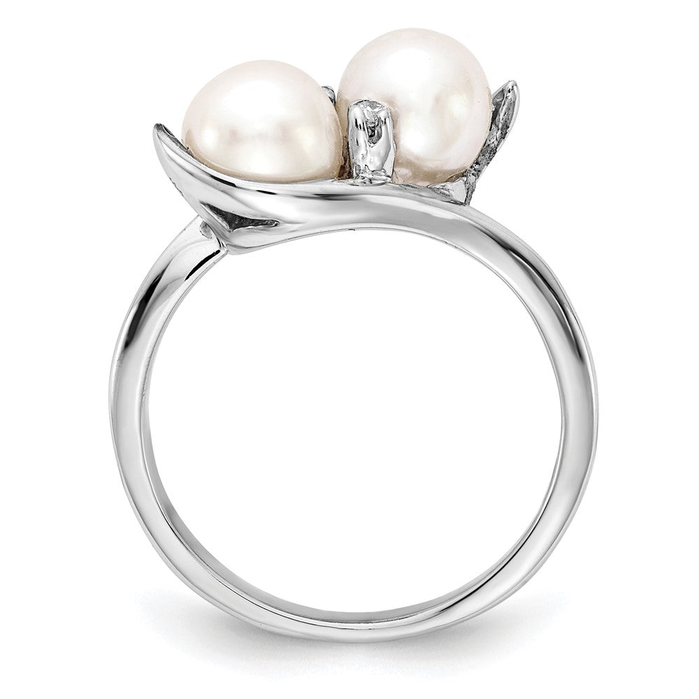 Gold Polished Freshwater Pearl and Diamond Rings