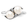 Gold Polished Freshwater Pearl and Diamond Rings