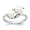 Gold Polished Freshwater Pearl and Diamond Rings