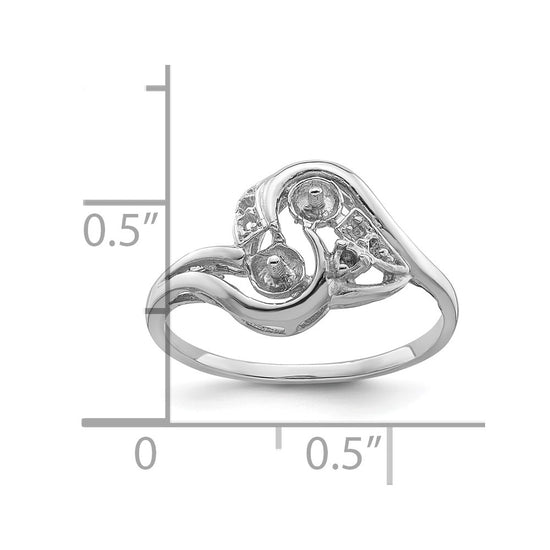 14k White Gold 4mm Pearl & Diamond Ring Mounting
